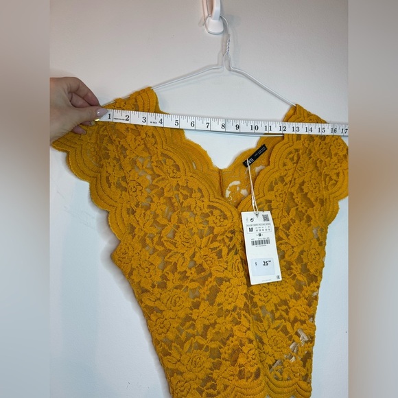 Zara Yellow Lace Top – Size M (NWT) - Picture 6 of 7